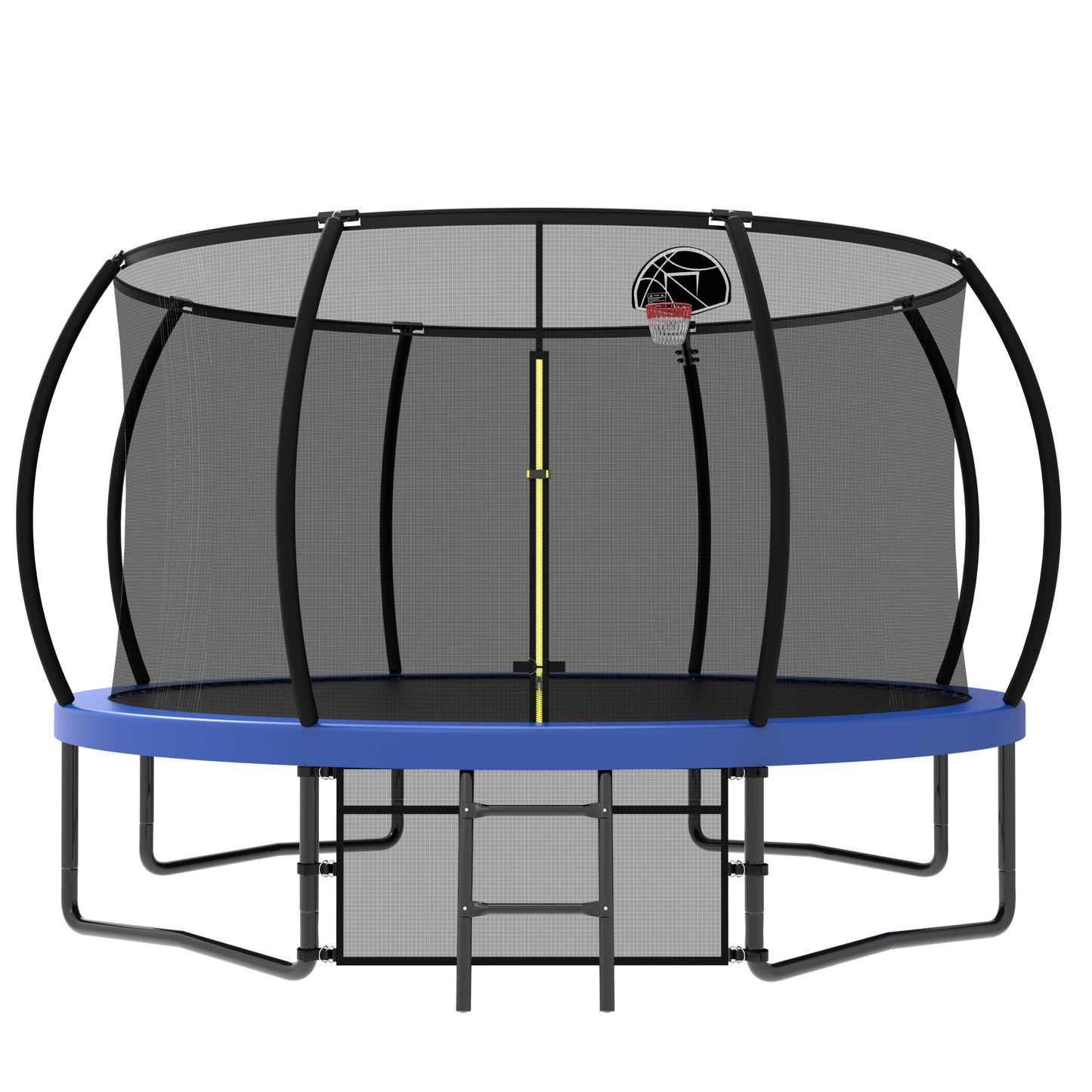 ZC FLYYD 12FT green backyard kids trampoline with safety enclosure net and basketball hoop