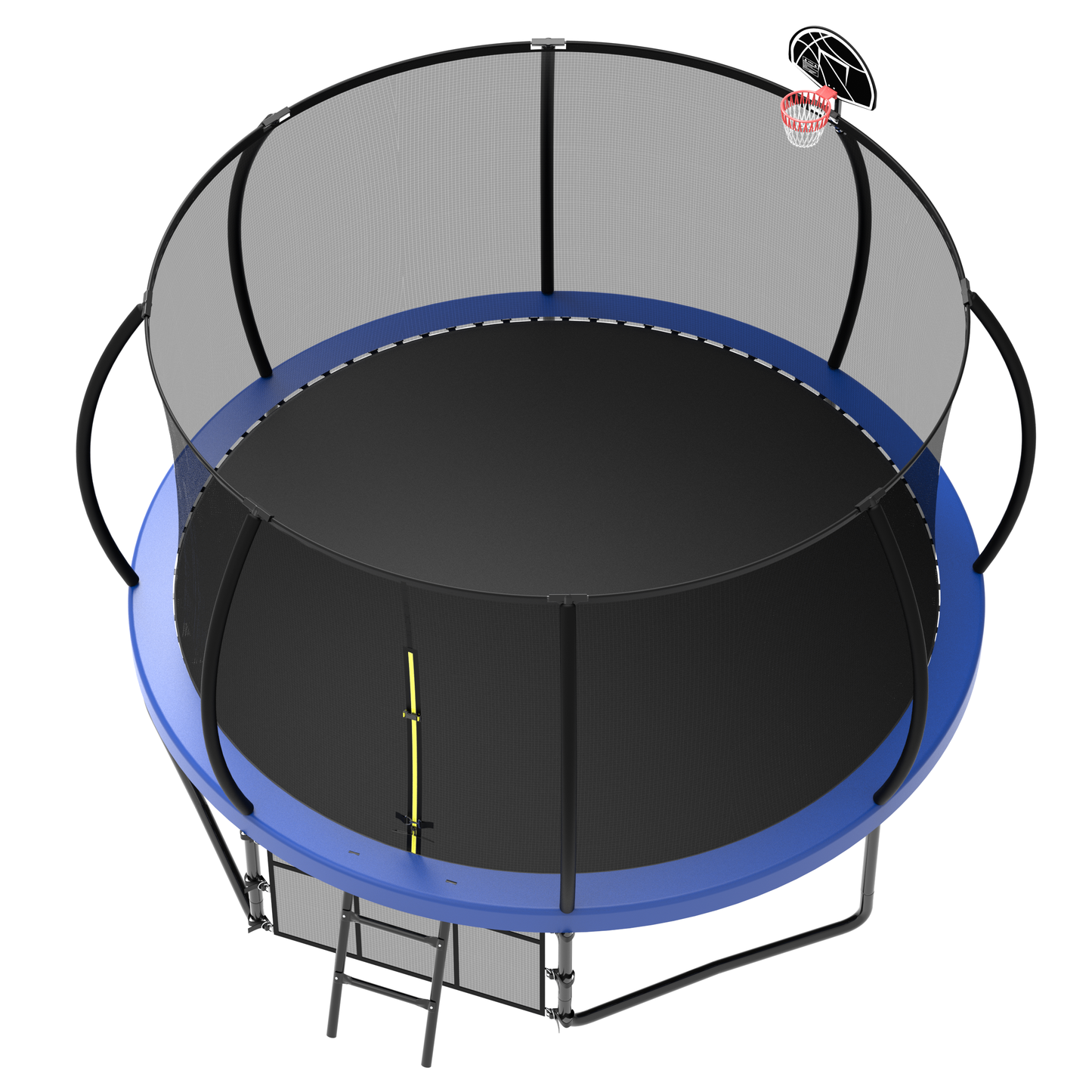ZC FLYYD 12FT green backyard kids trampoline with safety enclosure net and basketball hoop