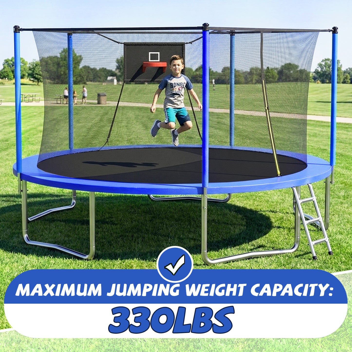 ZC FLYYD 14ft outdoor sports fitness trampoline with safety enclosure net and ladder