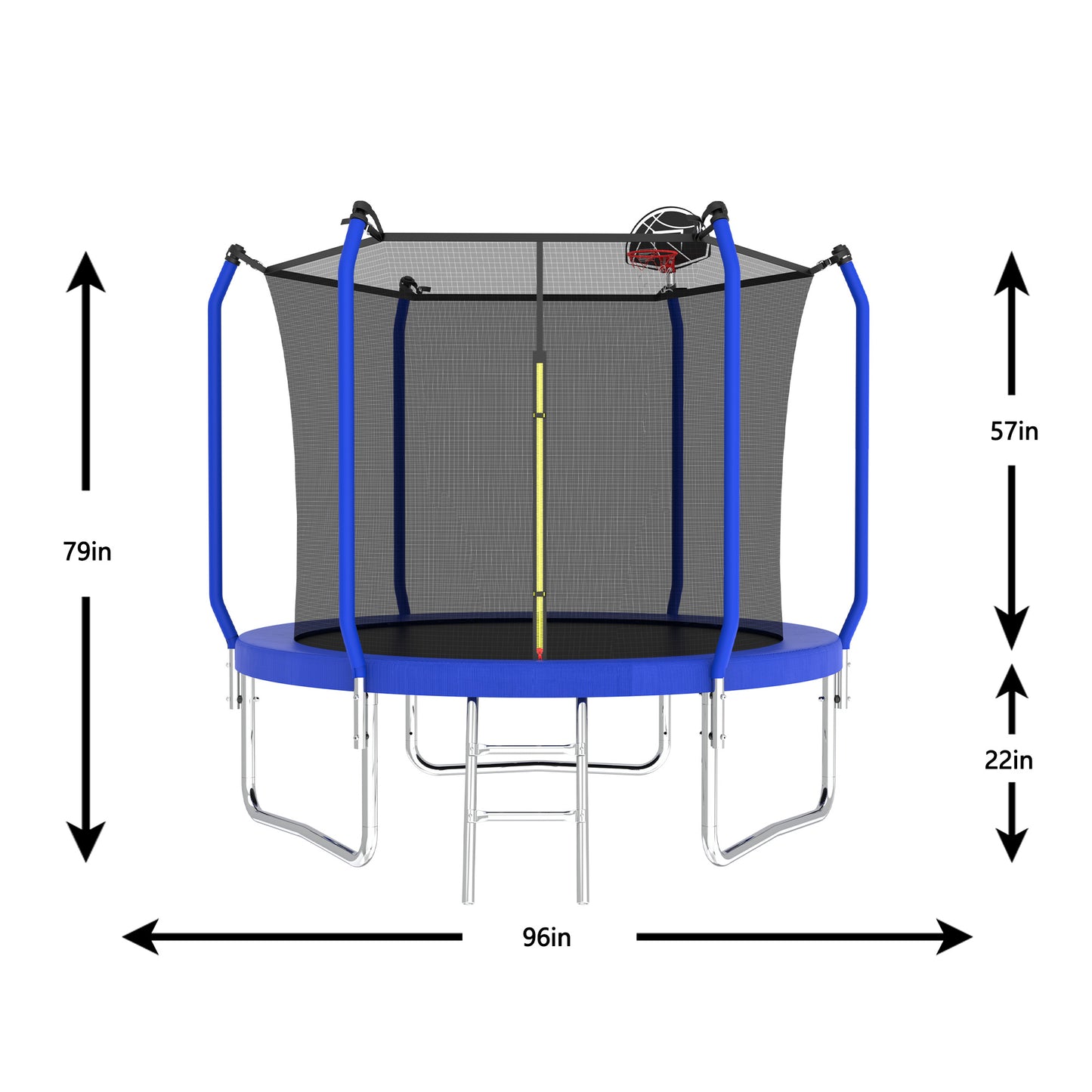 ZC FLYYD 8FT backyard kids trampoline with safety enclosure net and basketball hoop