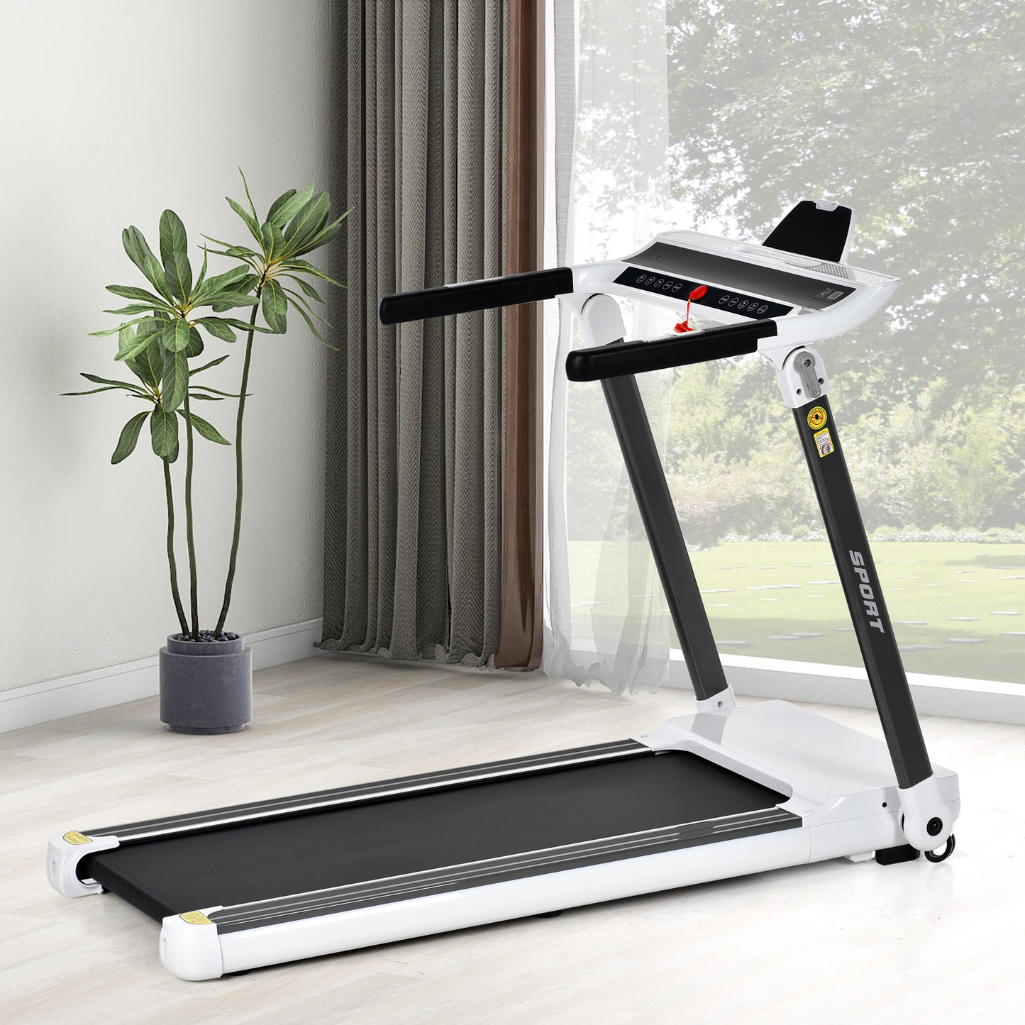 ZC FLYYD Portable Folding Treadmill with Smart App & Bluetooth (White) | 3.5HP Motor, 330 Lbs Capacity