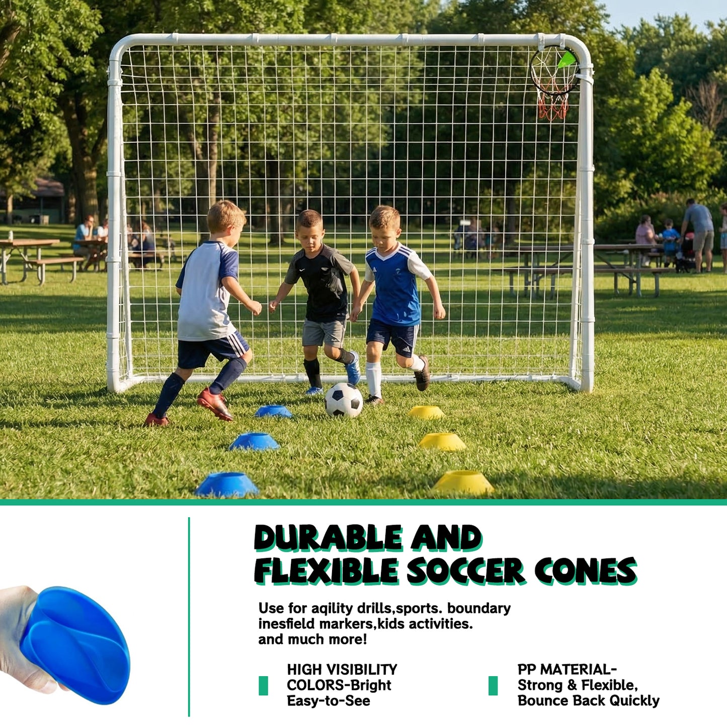 ZC FLYYD 7x16 FT Portable Soccer Goal for Backyard & Training | Heavy-Duty Steel Frame with High-Strength Net