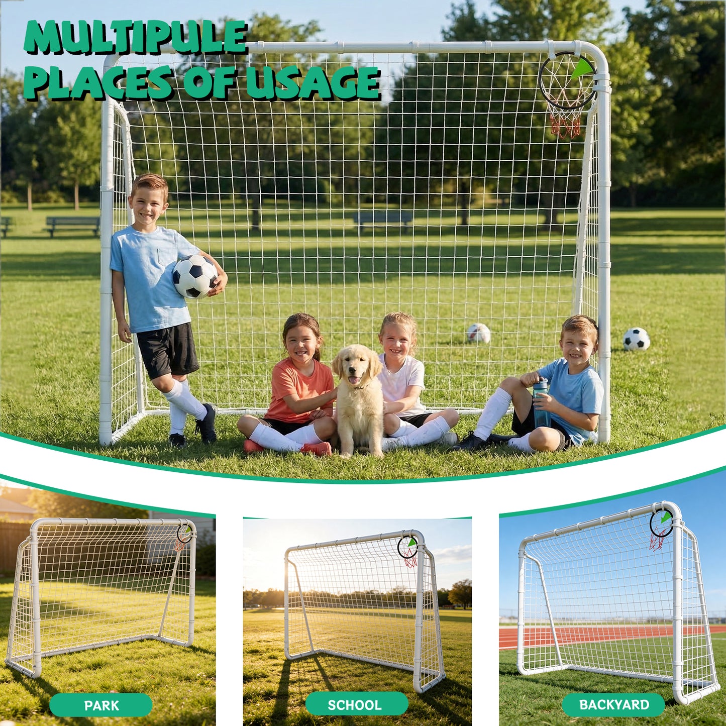 ZC FLYYD 7x16 FT Portable Soccer Goal for Backyard & Training | Heavy-Duty Steel Frame with High-Strength Net