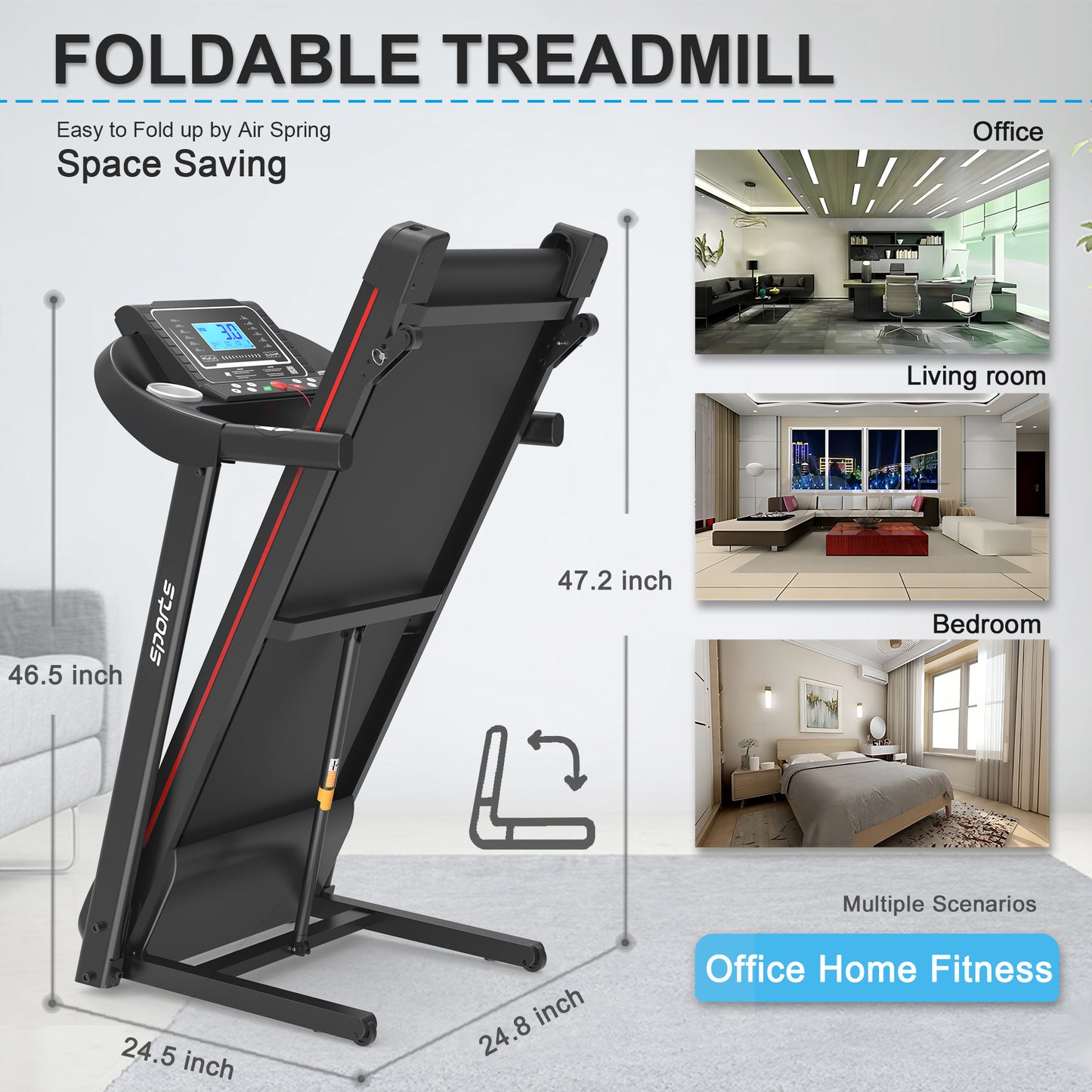 ZC FLYYD Smart Folding Treadmill with Incline & Fitshow App | 2.5HP, 8.0 MPH, 250 LBS Capacity