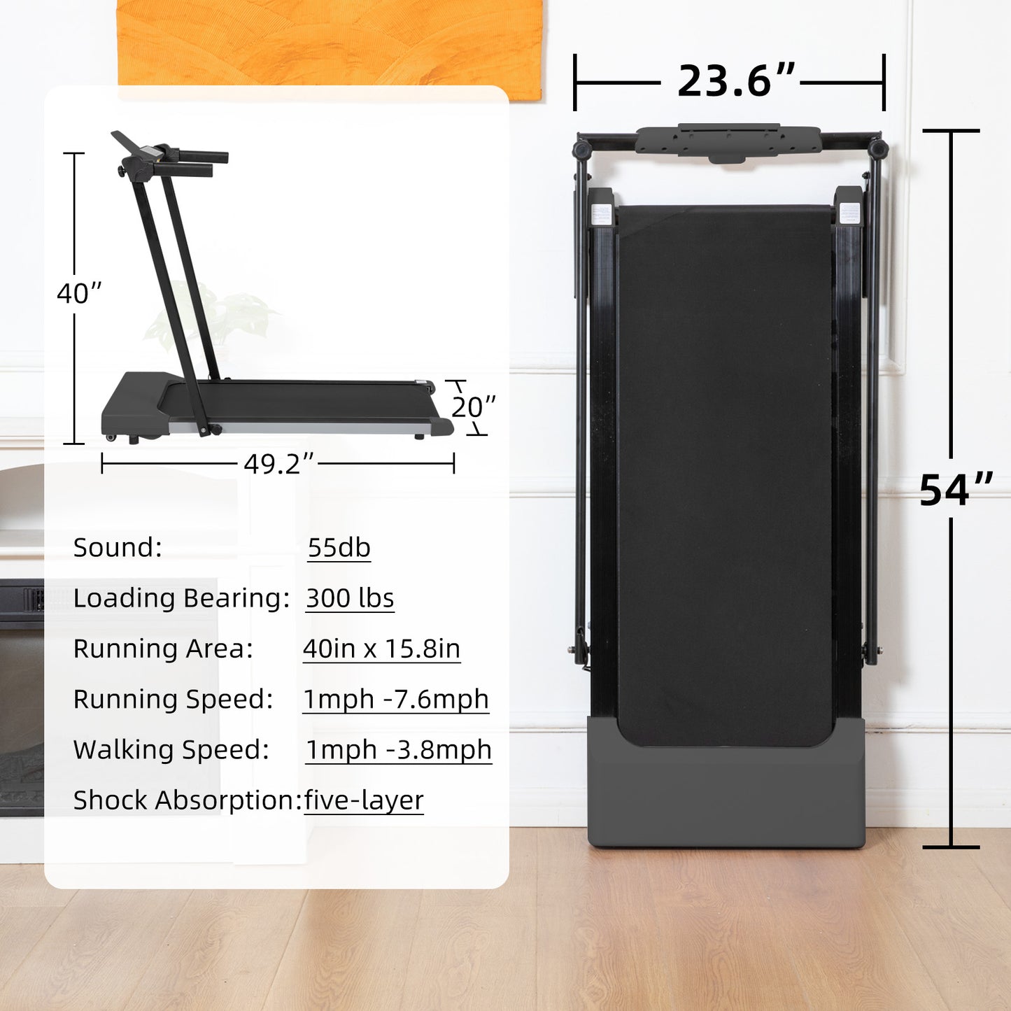 ZC FLYYD 2-in-1 Under Desk Treadmill & Folding Walking Pad (7.5 MPH) | Portable Home Running Machine with LED Display