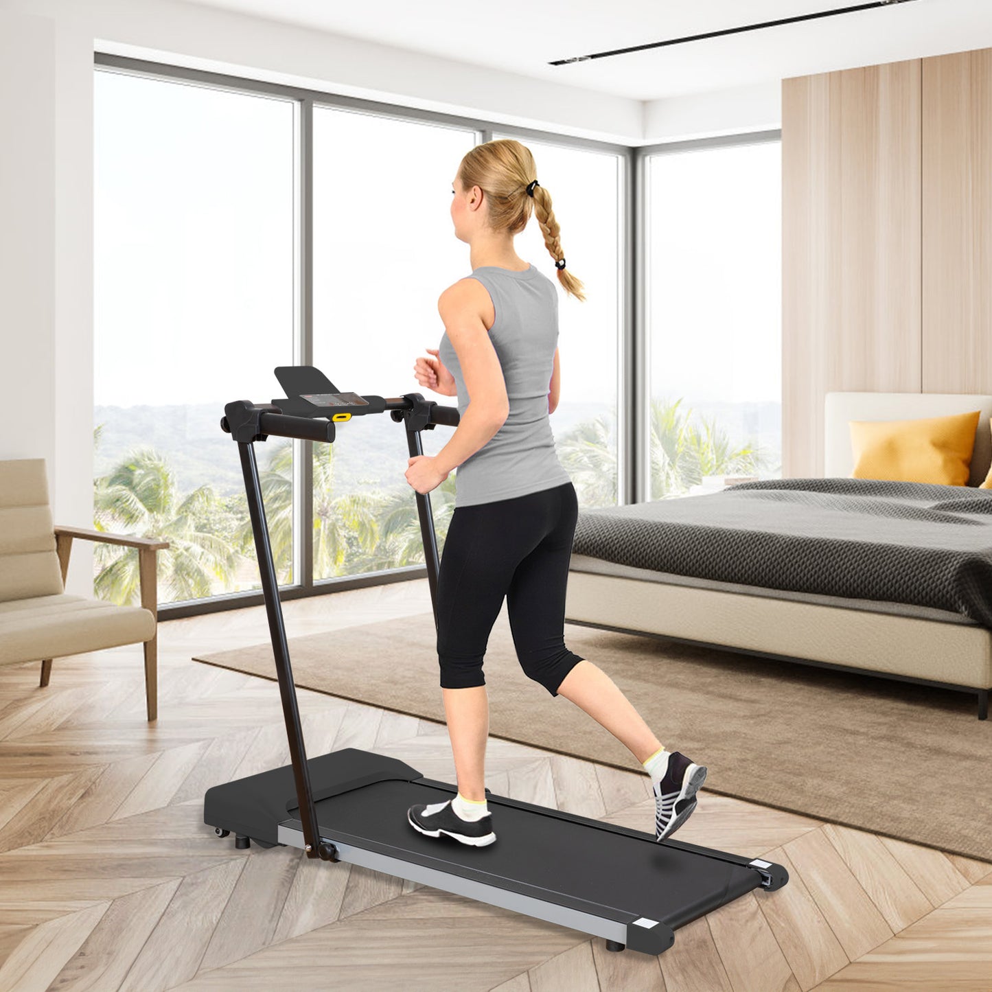ZC FLYYD 2-in-1 Under Desk Treadmill & Folding Walking Pad (7.5 MPH) | Portable Home Running Machine with LED Display
