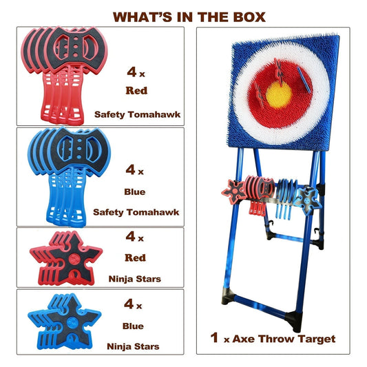 Ultimate Challenge! Axe Throwing Target Set: Ignite Your Outdoor Competition Night with 8 Axes 8 Darts