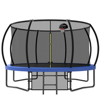 ZC FLYYD 12FT green backyard kids trampoline with safety enclosure net and basketball hoop