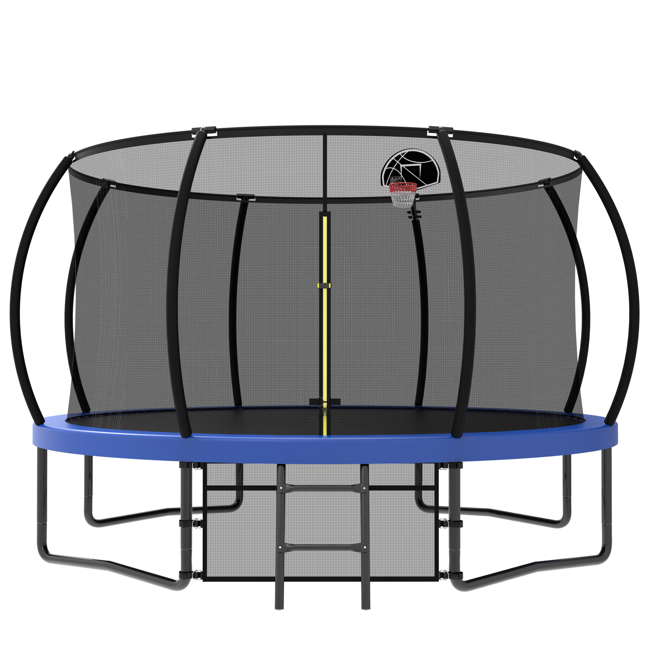 ZC FLYYD 12FT green backyard kids trampoline with safety enclosure net and basketball hoop