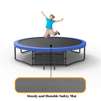 ZC FLYYD 12FT green backyard kids trampoline with safety enclosure net and basketball hoop