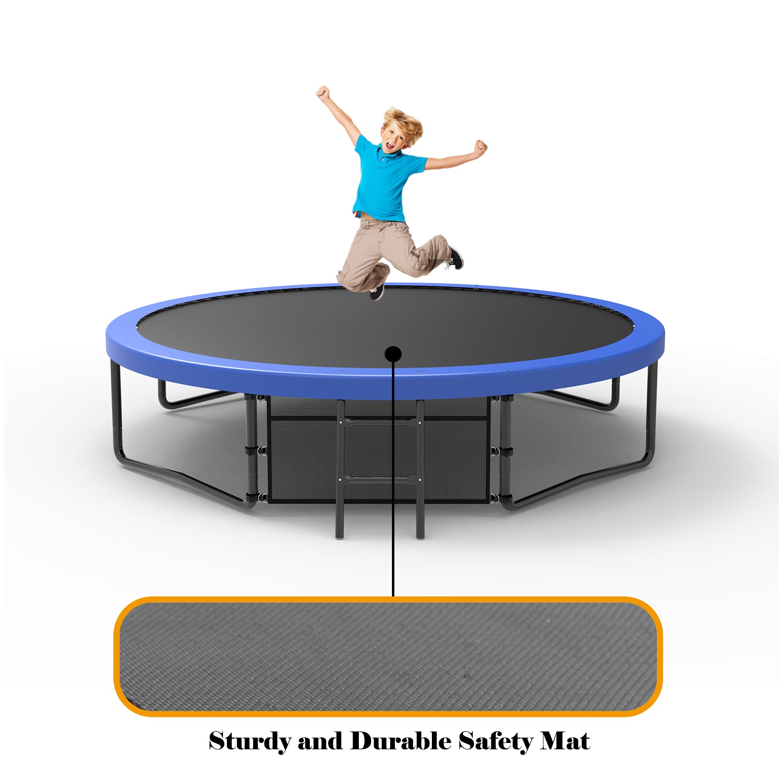 ZC FLYYD 12FT green backyard kids trampoline with safety enclosure net and basketball hoop