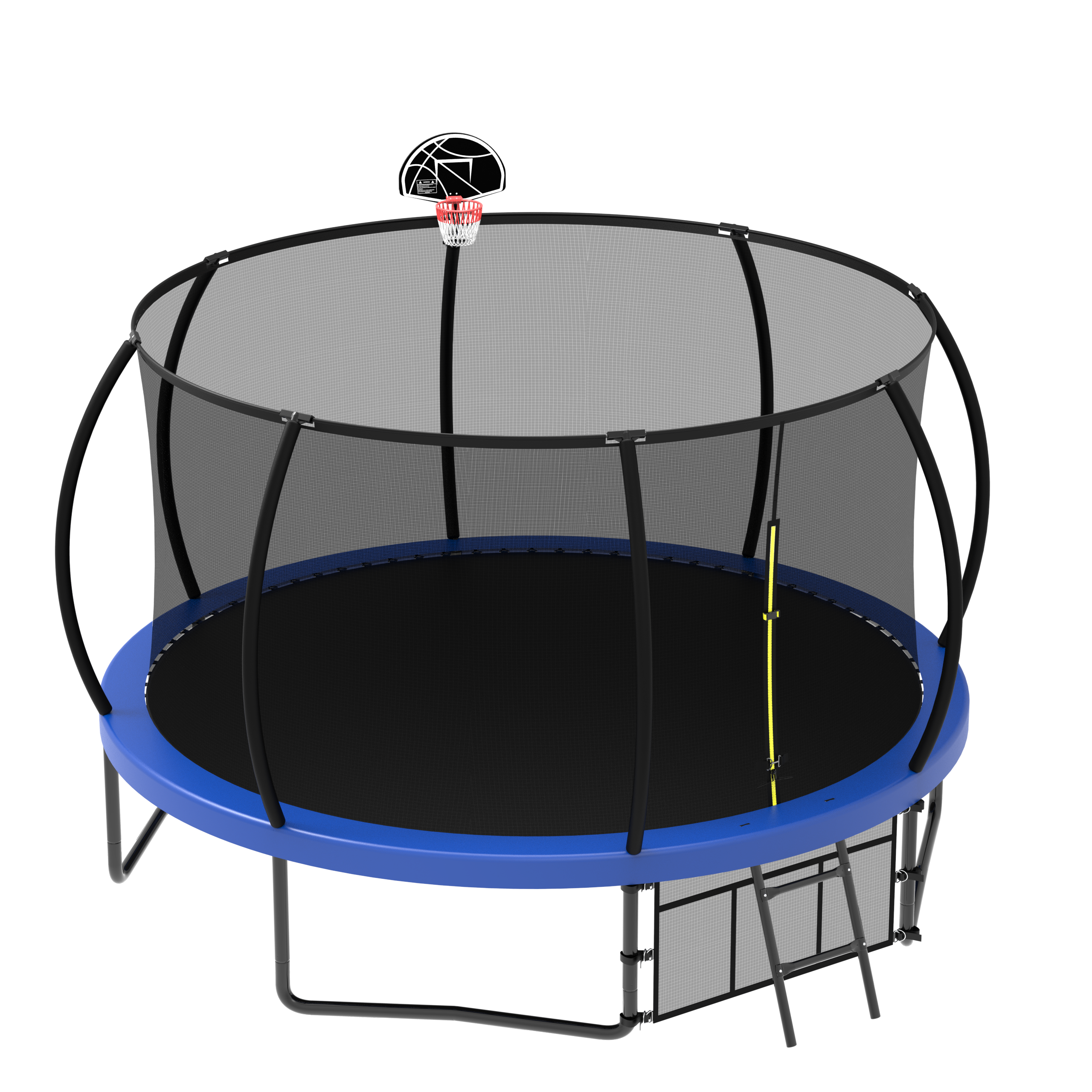 ZC FLYYD 12FT green backyard kids trampoline with safety enclosure net and basketball hoop