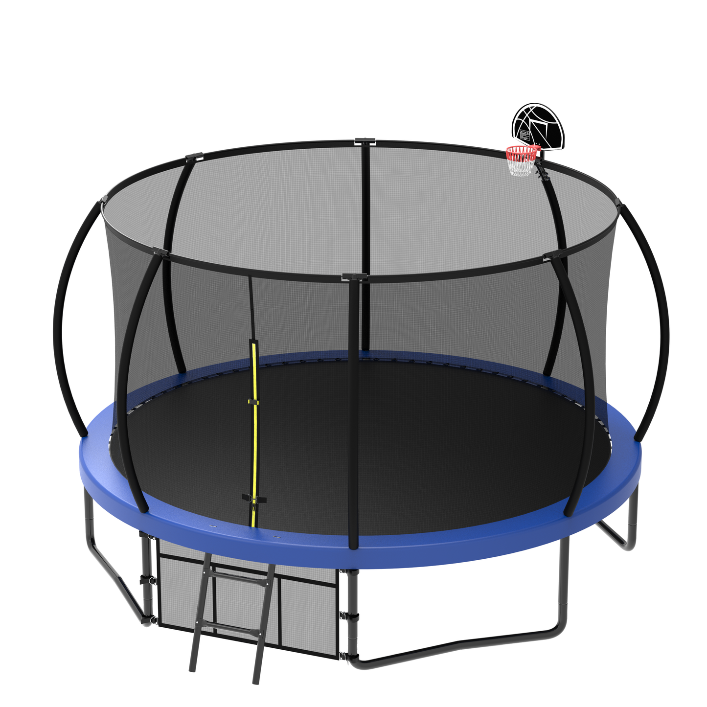 ZC FLYYD 12FT green backyard kids trampoline with safety enclosure net and basketball hoop