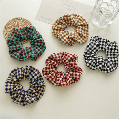 9PCS Plaid Style Womens Hair Scrunchies Elastic Hair Bands Girls Headwear Soft Elastic Bandage 7 Colors Fashion Ornaments, Accessories, Hairbands
