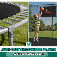ZC FLYYD 14ft outdoor sports fitness trampoline with green safety enclosure net and ladder