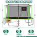 ZC FLYYD 14ft outdoor sports fitness trampoline with green safety enclosure net and ladder