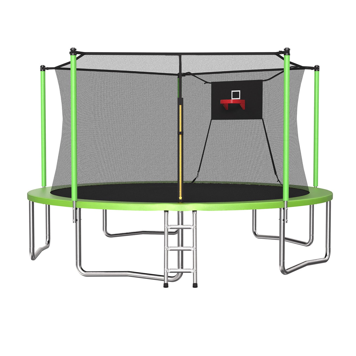 ZC FLYYD 14ft outdoor sports fitness trampoline with green safety enclosure net and ladder