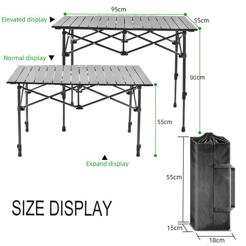 Foldable Portable Camping Table with 4 Folding Camping Chairs, Storage Net, Carrying Bag/Aluminum Beach Table for Sand, Picnic Table - 37in Length， 20in-28in Adjustable Height