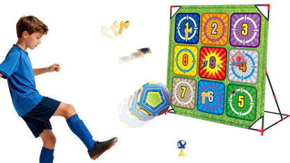 5 in 1 Soccer Games Set Carnival Games Battle Golf & Bean Bag Toss and Axe Throwing Target Outdoor Games for Party,Camping Gear