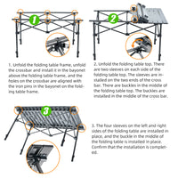 Foldable Portable Camping Table with 4 Folding Camping Chairs, Storage Net, Carrying Bag/Aluminum Beach Table for Sand, Picnic Table - 37in Length， 20in-28in Adjustable Height