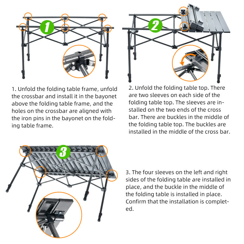 Foldable Portable Camping Table with 4 Folding Camping Chairs, Storage Net, Carrying Bag/Aluminum Beach Table for Sand, Picnic Table - 37in Length， 20in-28in Adjustable Height