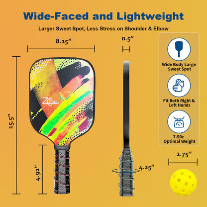 Pickleball Paddles Set of Fiberglass/Carbon Fiber Pickleball Set with Pickleball Balls, Pickleball Bag, Portable Pickleball Net Systerm, Grip Tapes, Pickleball Rackets