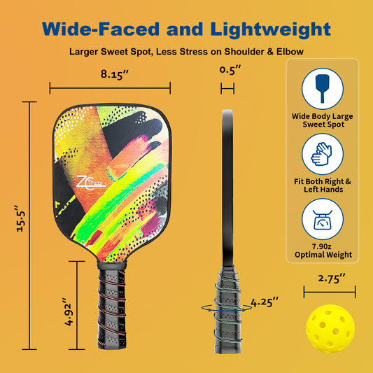 Pickleball Paddles Set of Fiberglass/Carbon Fiber Pickleball Set with Pickleball Balls, Pickleball Bag, Portable Pickleball Net Systerm, Grip Tapes, Pickleball Rackets