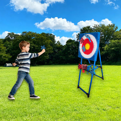 Axe Throwing Target Game Set - 16pcs Outdoor Backyard Throwing Sport with 8 Axes & 8 Meteor Darts, Durable PP+TPE Safety Stand - Family Party, Camping, Team Buiding Game for Adults & Teens