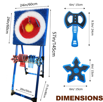 Axe Throwing Target Game Set - 16pcs Outdoor Backyard Throwing Sport with 8 Axes & 8 Meteor Darts, Durable PP+TPE Safety Stand - Family Party, Camping, Team Buiding Game for Adults & Teens