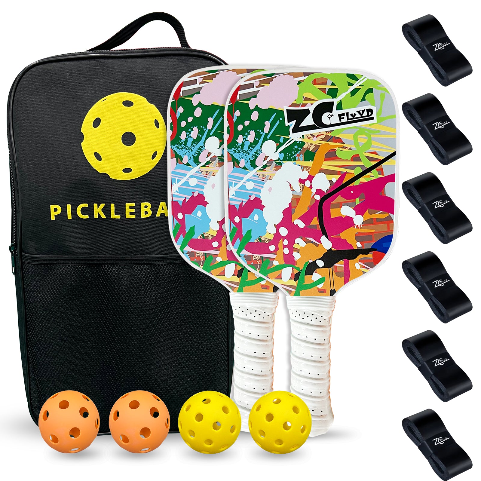 ZC FLYYD Pickleball Paddles Set with Net Systerm