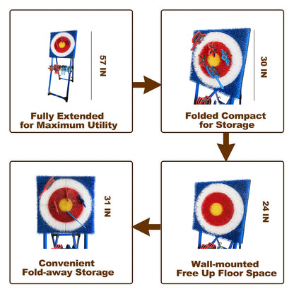 Axe Throwing Target Game Set - 16pcs Outdoor Backyard Throwing Sport with 8 Axes & 8 Meteor Darts, Durable PP+TPE Safety Stand - Family Party, Camping, Team Buiding Game for Adults & Teens