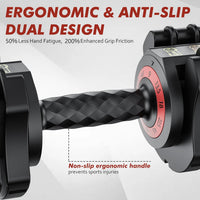 ZC FLYYD 5-in-1 Adjustable Dumbbell Set (Pair, 22.5 lbs Each) | 1-Sec Quick Adjust Free Weights with Storage Tray