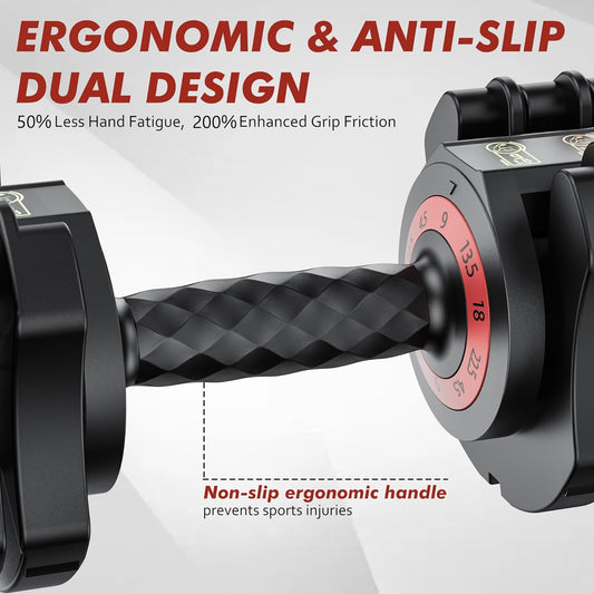 ZC FLYYD 5-in-1 Adjustable Dumbbell Set (Pair, 22.5 lbs Each) | 1-Sec Quick Adjust Free Weights with Storage Tray