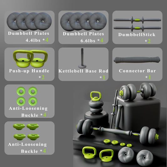 ZC FLYYD 5-in-1 Adjustable Soft Rubber Weight Set | Ultimate Home Gym