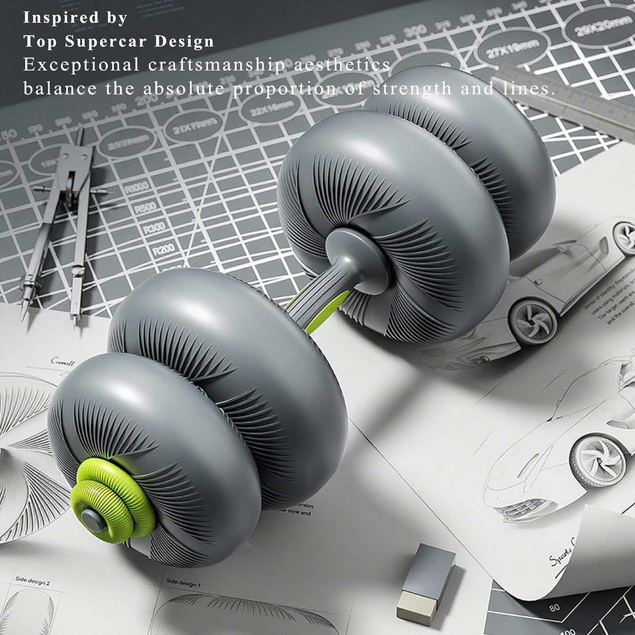 5 in 1 Adjustable Dumbbell Set, Dumbbell/Barbell/Kettlebell/Medicine Ball, Weight Plates All-in-One Strength Training Kit for Home, Soft Rubber Coated Adjustable Workout Equipment - 44lbs