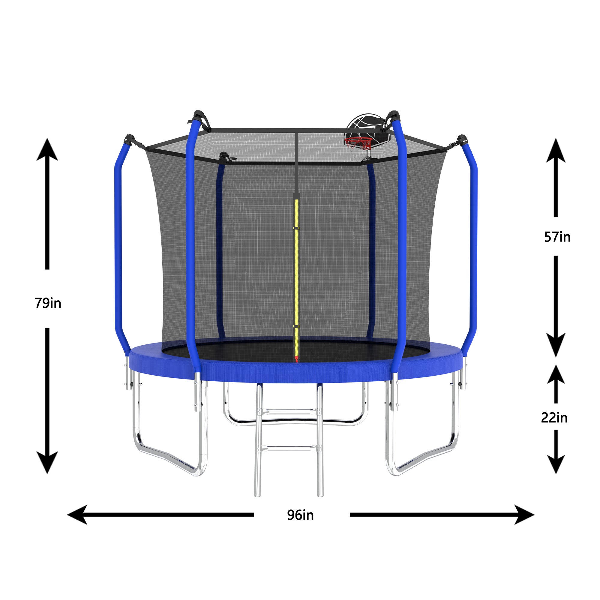 ZC FLYYD 8FT backyard kids trampoline with safety enclosure net and basketball hoop