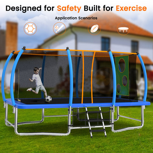 ZC FLYYD 8x14 FT Rectangular Outdoor Trampoline with Safety Enclosure Net | Heavy Duty, ASTM Certified