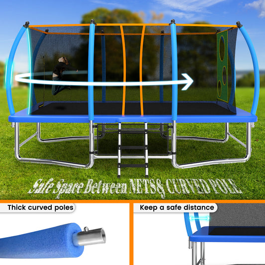 ZC FLYYD 8x14 FT Rectangular Outdoor Trampoline with Safety Enclosure Net | Heavy Duty, ASTM Certified