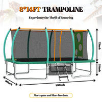 ZC FLYYD 8x14ft green rectangular outdoor tumbling trampoline for gymnastics and family backyard