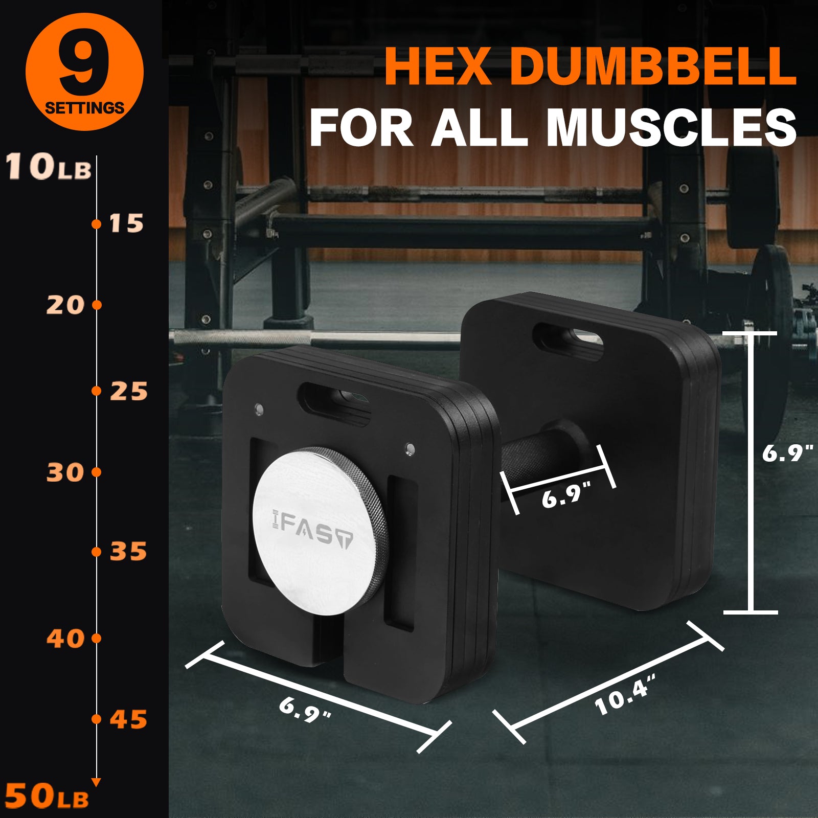 Quick-lock weight adjustment mechanism on ZC FLYYD cast iron dumbbell