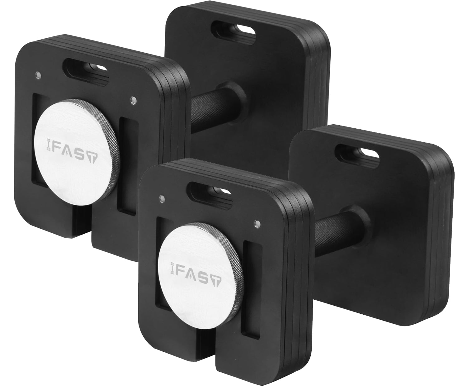 C FLYYD 9-in-1 Square Adjustable Dumbbells Set 50 lbs Pair Cast Iron