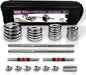 ZC FLYYD 110LB Adjustable Dumbbell & Barbell Set - Premium Stainless Steel Weight Set with Carry Box