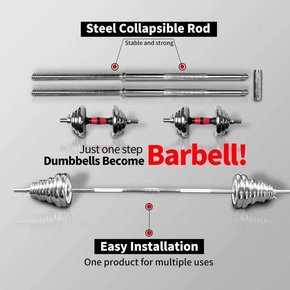 ZC FLYYD 110LB Adjustable Dumbbell & Barbell Set - Premium Stainless Steel Weight Set with Carry Box