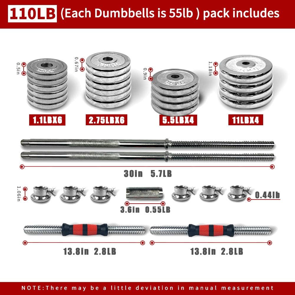 ZC FLYYD 110LB Adjustable Dumbbell & Barbell Set - Premium Stainless Steel Weight Set with Carry Box