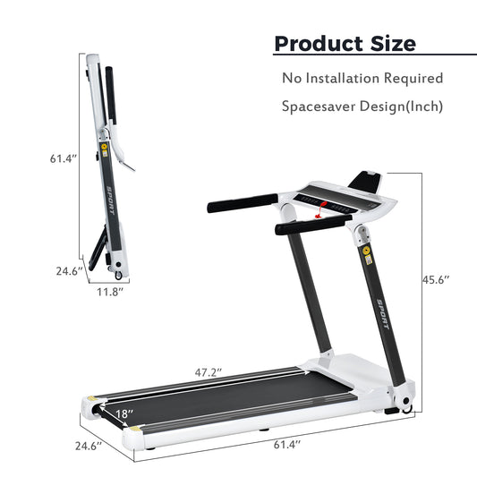 ZC FLYYD Portable Folding Treadmill with Smart App & Bluetooth (White) | 3.5HP Motor, 330 Lbs Capacity