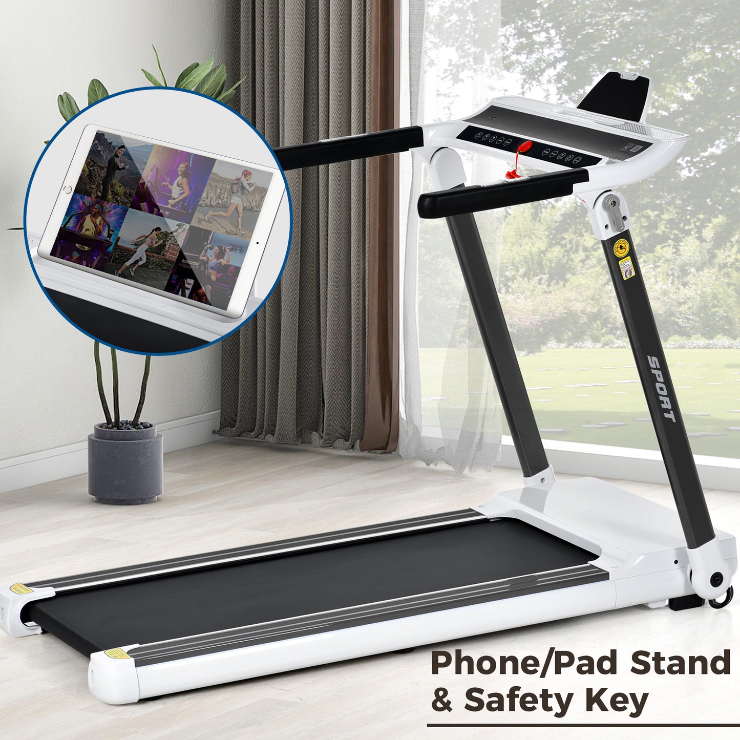 ZC FLYYD Portable Folding Treadmill with Smart App & Bluetooth (White) | 3.5HP Motor, 330 Lbs Capacity