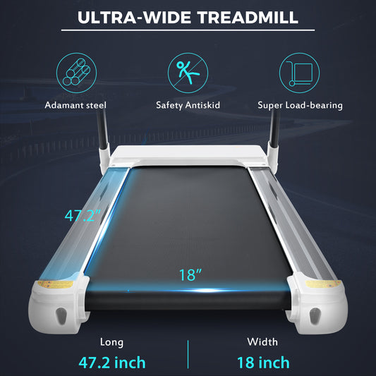 ZC FLYYD Portable Folding Treadmill with Smart App & Bluetooth (White) | 3.5HP Motor, 330 Lbs Capacity