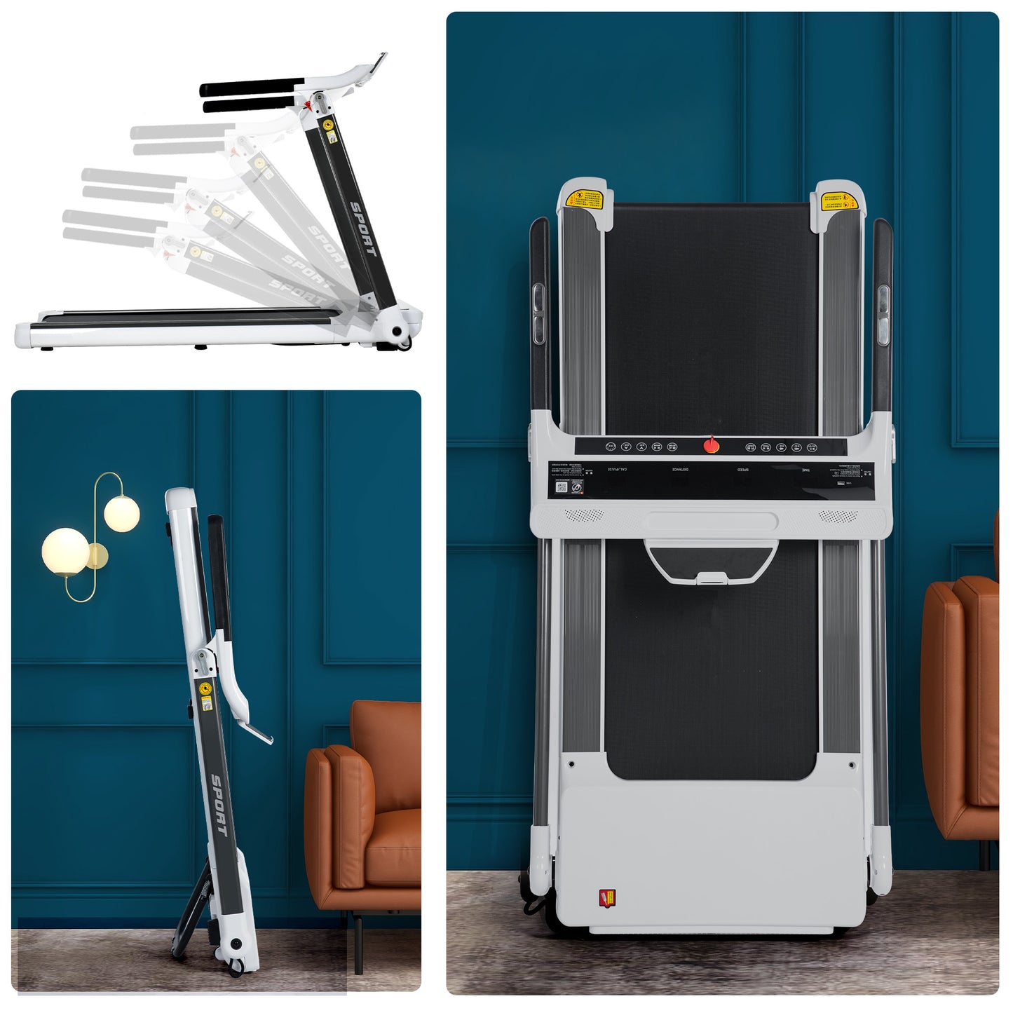 ZC FLYYD Portable Folding Treadmill with Smart App & Bluetooth (White) | 3.5HP Motor, 330 Lbs Capacity
