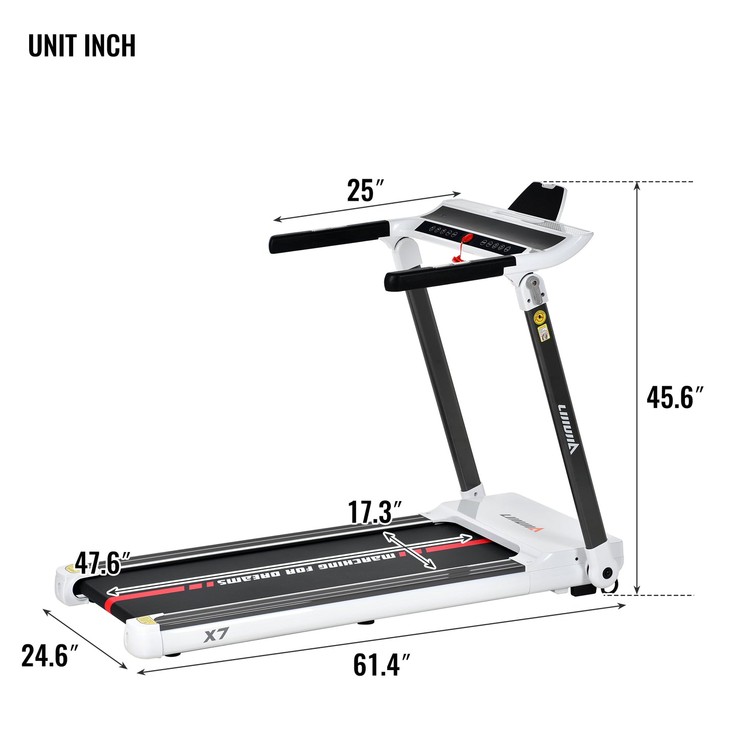 ZC FLYYD Portable Folding Treadmill with Smart App & Bluetooth (White) | 3.5HP Motor, 330 Lbs Capacity