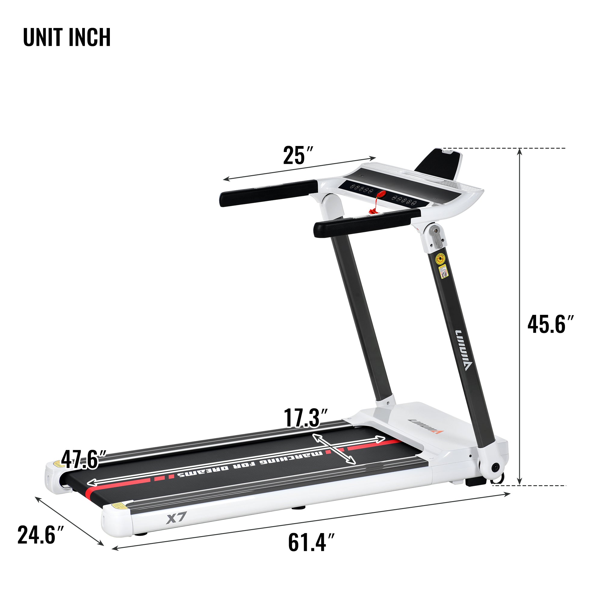 ZC FLYYD Portable Folding Treadmill with Smart App & Bluetooth (White) | 3.5HP Motor, 330 Lbs Capacity